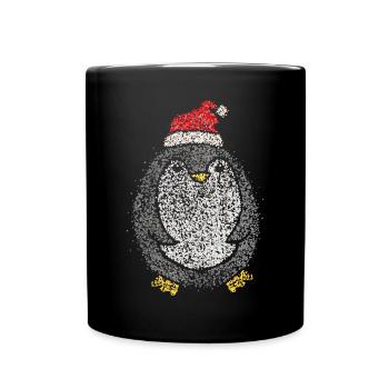 Pinguin Weihnachtsoutfit Nikolausmütze Ugly Xmas - Tasse einfarbig - Schwarz - Vorne