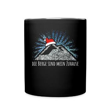 Berge Ski Snowboard Wintersport Weihnachtsmotiv - Tasse einfarbig - Schwarz - Vorne