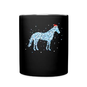 Propriétaire de chevaux Motif de Noël Chapeau de Père Noël - Mug uni - noir - Devant
