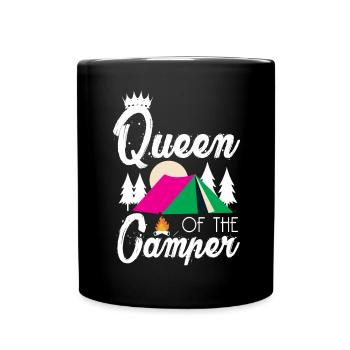 Reine du camping de camping en plein air Caravane - Mug uni - noir - Devant