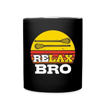 Relax Bro Retro Vintage Lacrosse Design - Mug uni - noir - Devant