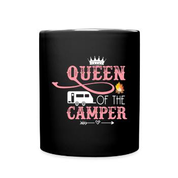 Reine du camping de camping en plein air Caravane - Mug uni - noir - Devant