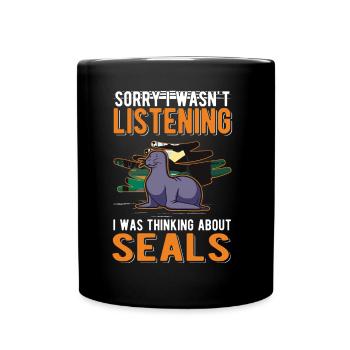 Robbe Gift Sea Lion - Full Colour Mug - black - Front