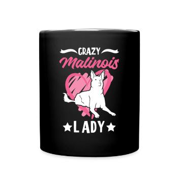 Crazy Malinois lady Mechelse Herder - Full Colour Mug - black - Front