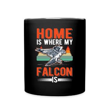 Home is where my falcon is Kestrel - Full Colour Mug - black - Front