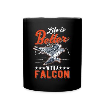 Life is better with a falcon falconer - Full Colour Mug - black - Front