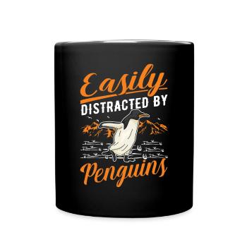 Easily distracted by Penguins Pinguin - Tasse einfarbig - Schwarz - Vorne