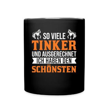 Irish Tinker Pferd Geschenk Tinkerpferd - Tasse einfarbig - Schwarz - Vorne