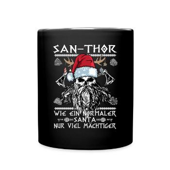 San-Thor - Tenue de Noël Viking du Père Noël - Mug uni - noir - Devant