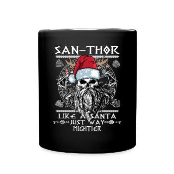 San-Thor - Santa Claus Viking Weihnachts Outfit - Tasse einfarbig - Schwarz - Vorne