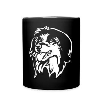 Berger des Pyrénées Kopf « Black Edition » - Mug uni - noir - Devant