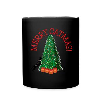 Merry Catmas! - Funny Christmas Cat - Tasse einfarbig - Schwarz - Vorne