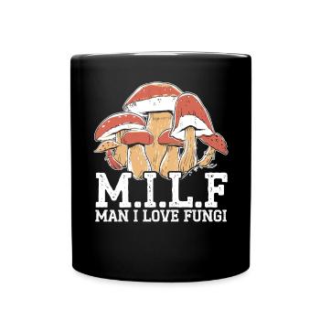 Mann, den ich liebe Pilze Mykologie Morcheljagd - Tasse einfarbig - Schwarz - Vorne