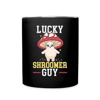 Lucky Shroomer Guy Mushroom Mycology Morel Hunting - Full Colour Mug - black - Front