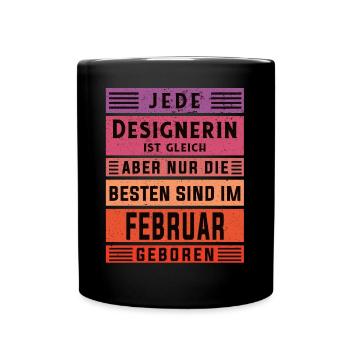 Illustrator Geburtstag Februar geboren Designerin - Tasse einfarbig - Schwarz - Vorne