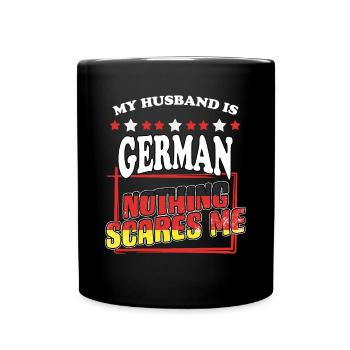 My husband is German Lustig Deutschland humor for - Full Colour Mug - black - Front