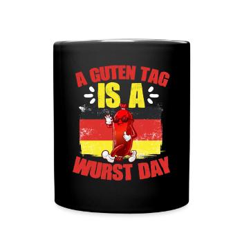 Good day Funny German sausage humor for - Full Colour Mug - black - Front