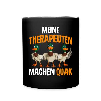 Ente Quak Enten - Tasse einfarbig - Schwarz - Vorne