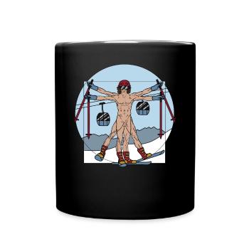 Alpin Wintersport Ski Berge Alpen Piste Skifahren - Tasse einfarbig - Schwarz - Vorne