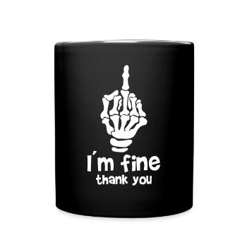 Middle Finger Bone I M FINE THANK YOU - Full Colour Mug - black - Front