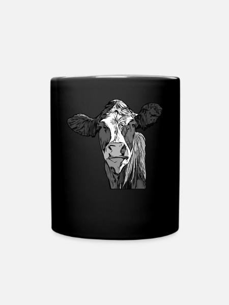 Landwirt Rind Tierkopf Motiv Aufdruck mit Stier - Tasse einfarbig - Schwarz