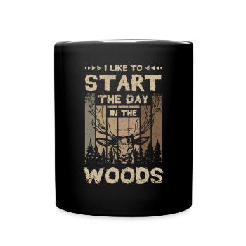 J’aime commencer la journée dans les bois - Mug uni - noir - Devant