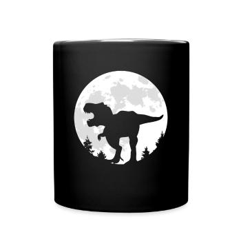 Mond Dinosaurier Dino Shirt Geschenk - Tasse einfarbig - Schwarz - Vorne