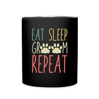 Manger Sommeil Groom Repeat Shirt Chien Coiffeur - Mug uni - noir - Devant