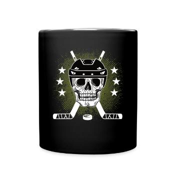 Eishockey Hockey Helm Schläger Eishockeyspieler - Tasse einfarbig - Schwarz - Vorne