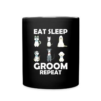 Manger Sommeil Groom Repeat Shirt Chien Coiffeur - Mug uni - noir - Devant