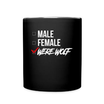 Cadeau de chemise de loup-garou femelle mâle - Mug uni - noir - Devant