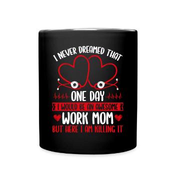 AIIC Infirmière Travail Maman Fête des mères Cardiaque - Mug uni - noir - Devant