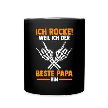 Vater Papi Rocker Papa - Tasse einfarbig - Schwarz - Vorne