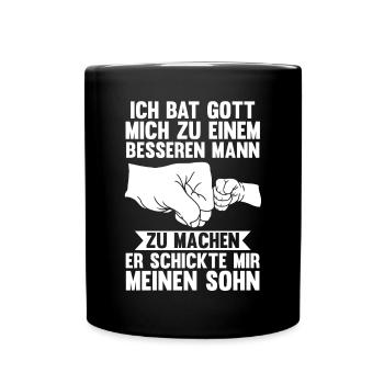 Vater Papi Sohn Papa - Tasse einfarbig - Schwarz - Vorne