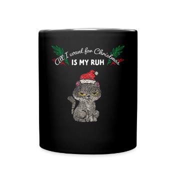 Katze Katzen Weihnachtsmuffel Anti Weihnachten - Tasse einfarbig - Schwarz - Vorne