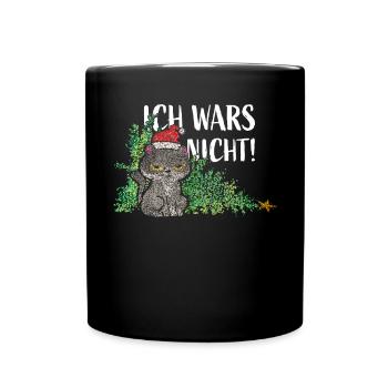 Katzen Christbaum Tannenbaum Anti Weihnachten - Tasse einfarbig - Schwarz - Vorne