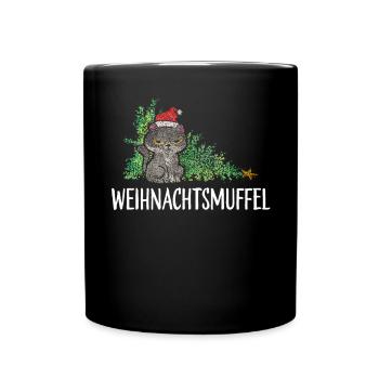 Weihnachtsmuffel Anti Weihnachten Weihnachtsbaum - Tasse einfarbig - Schwarz - Vorne