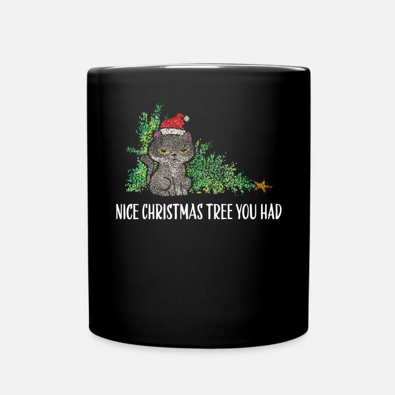 Katze Katzen Weihnachtsbaum Christbaum Kater - Tasse einfarbig - Schwarz