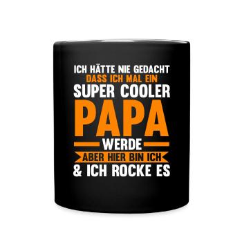 Vater Papi Papa - Tasse einfarbig - Schwarz - Vorne