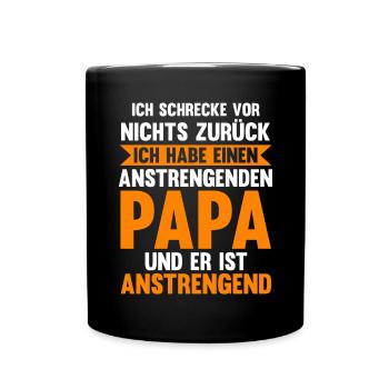 Papa Tochter Sohn - Tasse einfarbig - Schwarz - Vorne