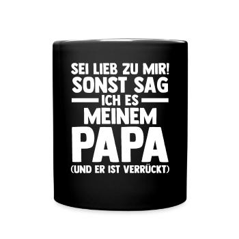 Papa Tochter Sohn - Tasse einfarbig - Schwarz - Vorne