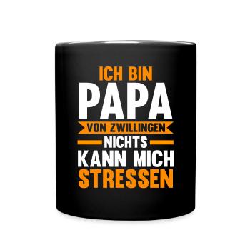 Vater Papi Zwilling Zwillinge Zwillingspapa Papa - Tasse einfarbig - Schwarz - Vorne