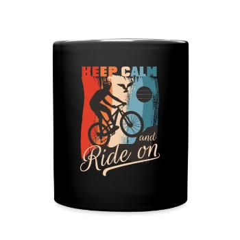 Vélo - rétro vintage restez calme et roulez - Mug uni - noir - Devant