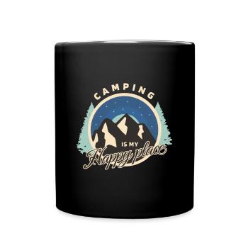 Camping - Le camping est mon endroit heureux - Mug uni - noir - Devant