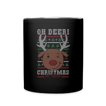 Christmas - Oh deer! Christmas is here - Full Colour Mug - black - Front