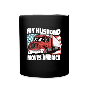 Beruf - My Husband moves america - Tasse einfarbig - Schwarz - Vorne