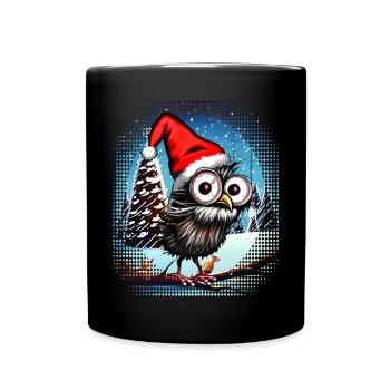 Chouette de Noël Hibou Hibou Cadeau de Noël - Mug uni - noir - Devant