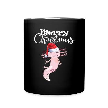 Joyeux Noël Axolotl Chapeau de Noël Drôle - Mug uni - noir - Devant