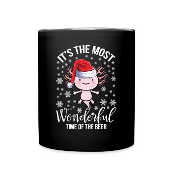 Axolotl Chapeau de Noël Joyeux Noël - Mug uni - noir - Devant