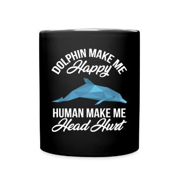 Dolphin Luck Whale Dolphins Underwater World Ocean - Full Colour Mug - black - Front
